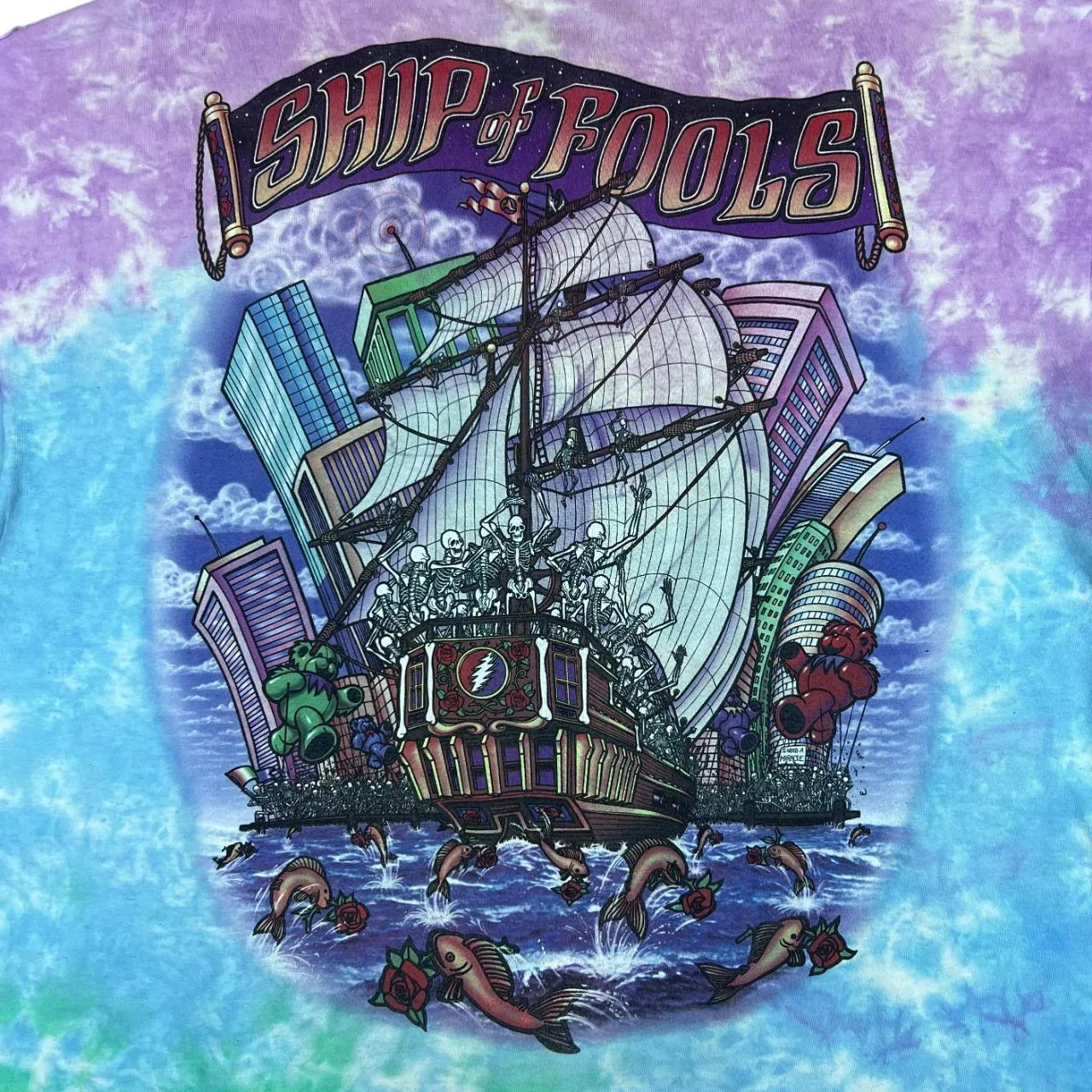 Liquid Blue THE GRATEFUL DEAD "Ship Of Fools" Psychedelic Rock Music Band Tie Dye Graphic T-Shirt