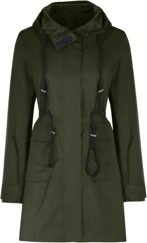 Lmdudan Rain Jacket for Women Lightweight Waterproof Hooded Trench Coats 2024 Active Outdoor Belted Windbreaker with Pockets