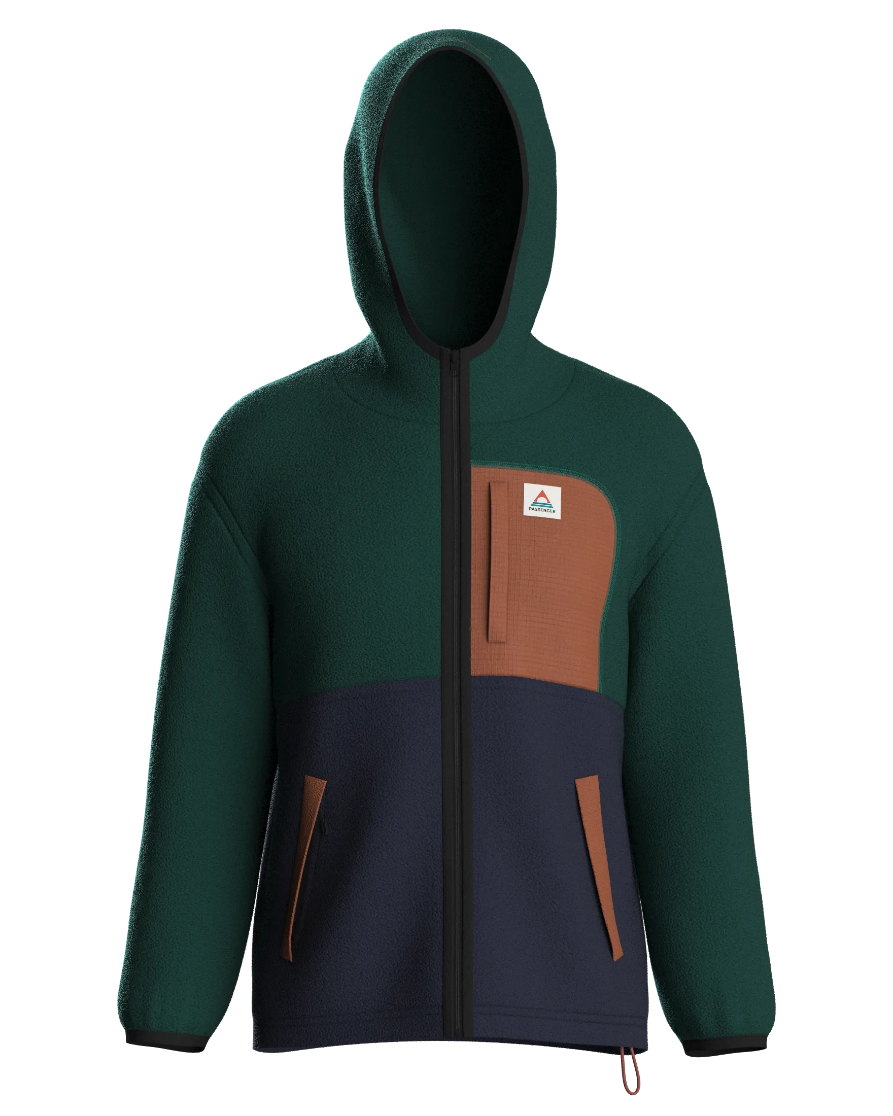 Loch Hooded Recycled Polar Fleece - Rain Forest/Rich Navy