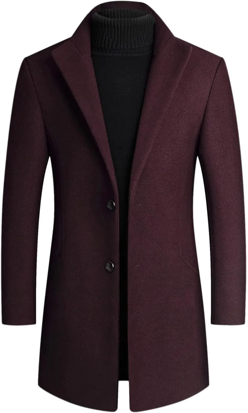 long coat men Lengthened Prom Formal Jacket Suit Long Sleeved Stand-collar Trench Fit Banquet Mid Long Peacoat Coats
