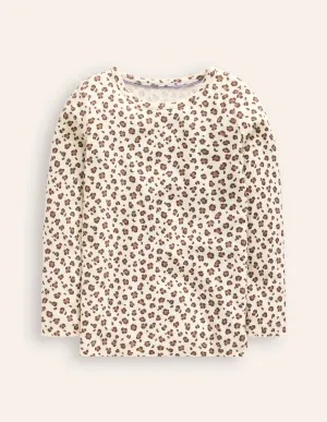 Long Sleeve Pointelle Top-Leopard