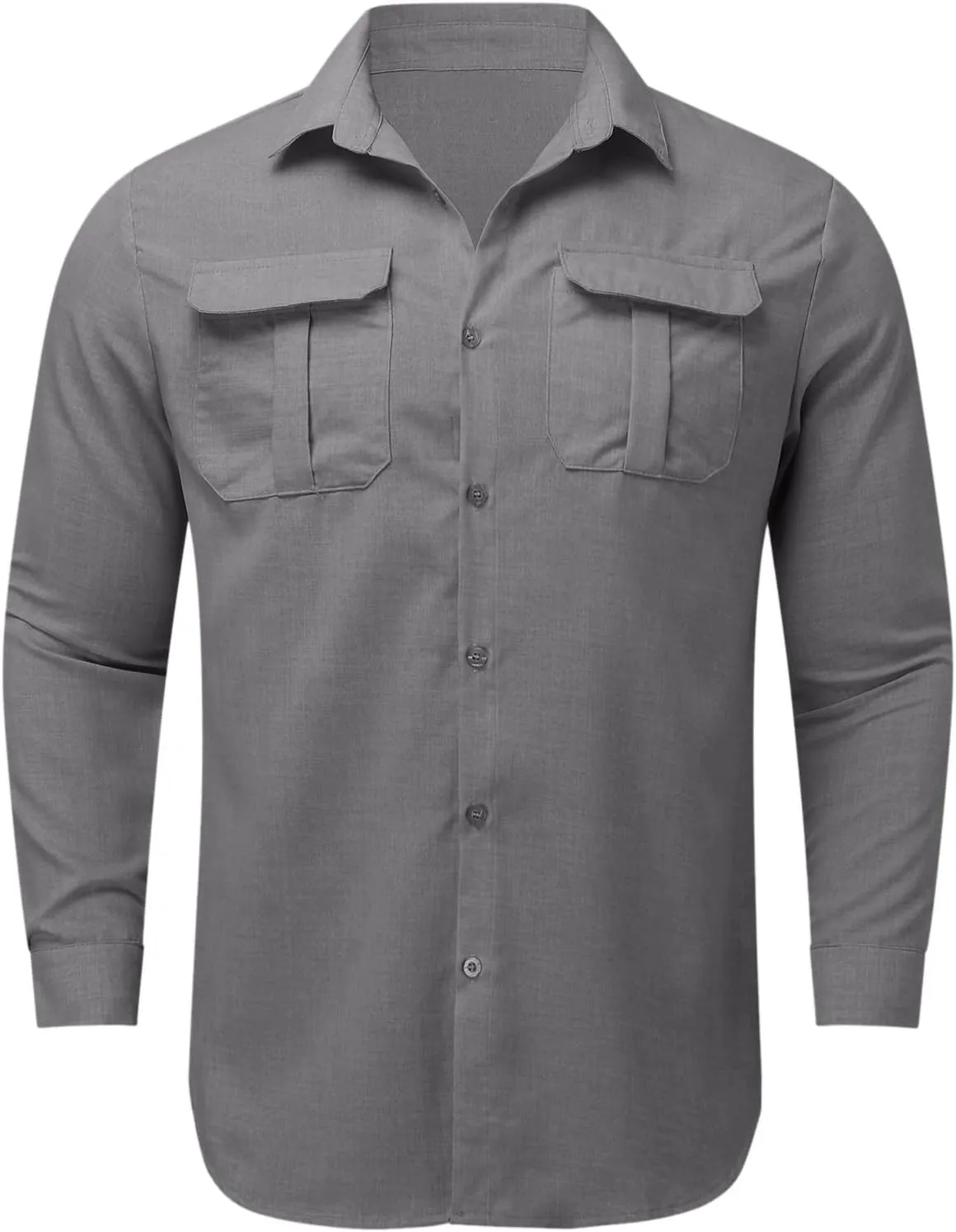 Long Sleeve Shirt Men Lapel Cotton Solid Color Pocket Long Sleeve Shirt Top Long Sleeve Shirt Mens Casual Shirts