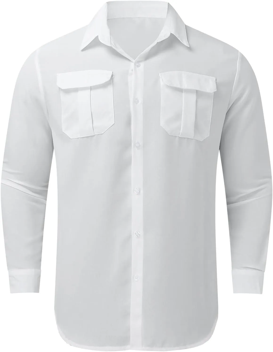 Long Sleeve Shirt Men Lapel Cotton Solid Color Pocket Long Sleeve Shirt Top Long Sleeve Shirt Mens Casual Shirts