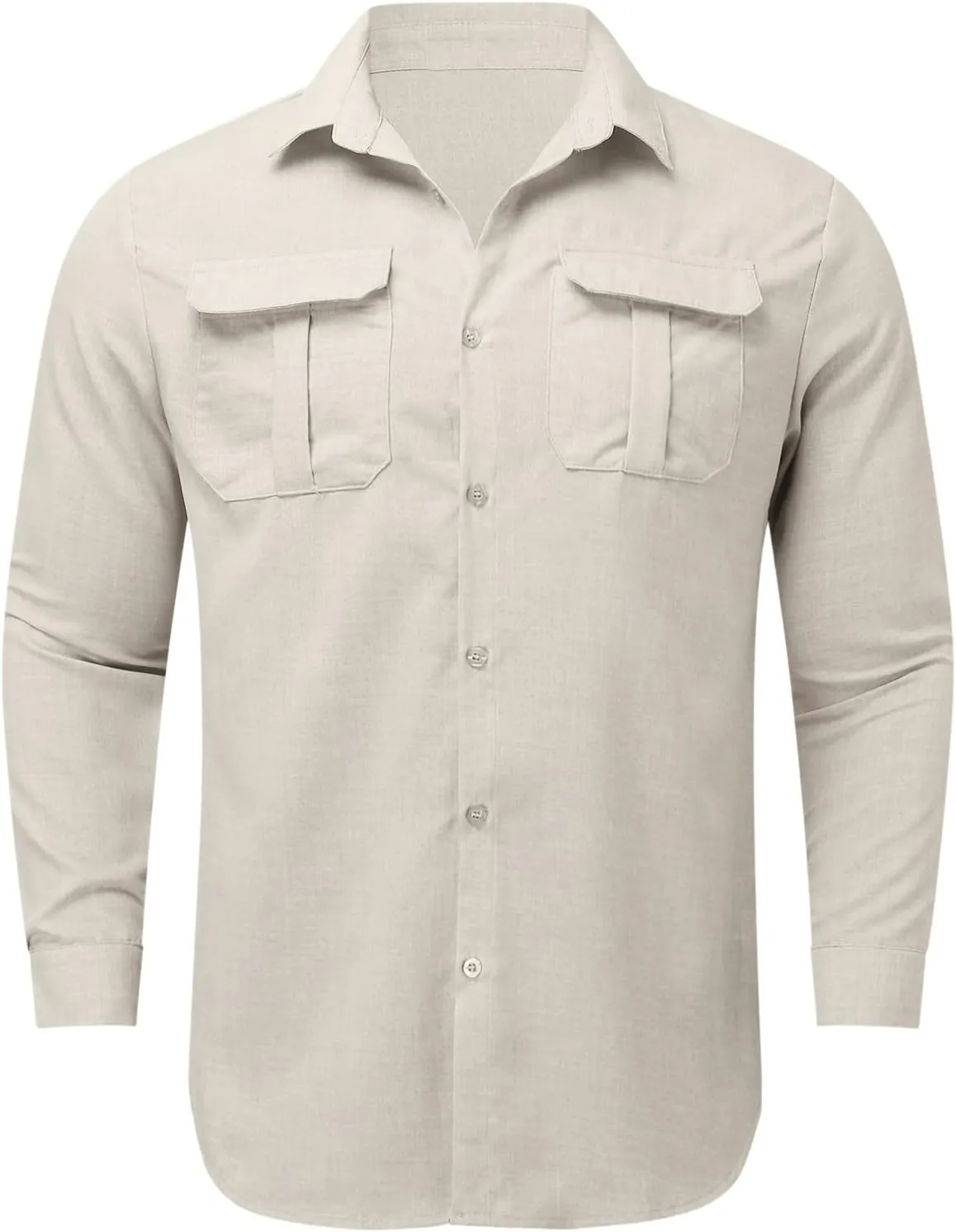 Long Sleeve Shirt Men Lapel Cotton Solid Color Pocket Long Sleeve Shirt Top Long Sleeve Shirt Mens Casual Shirts