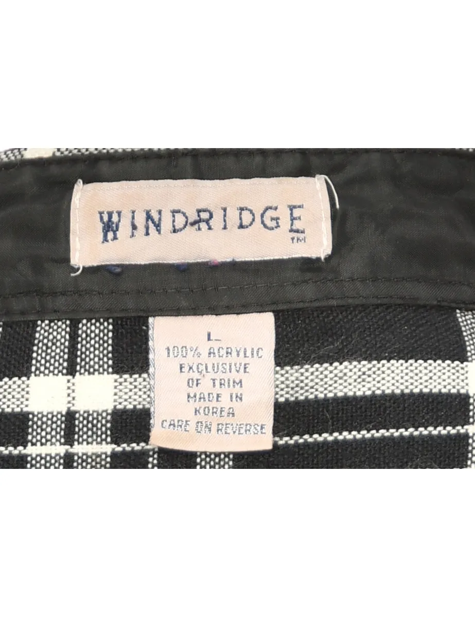 Long Sleeved Black Checked Shirt - L