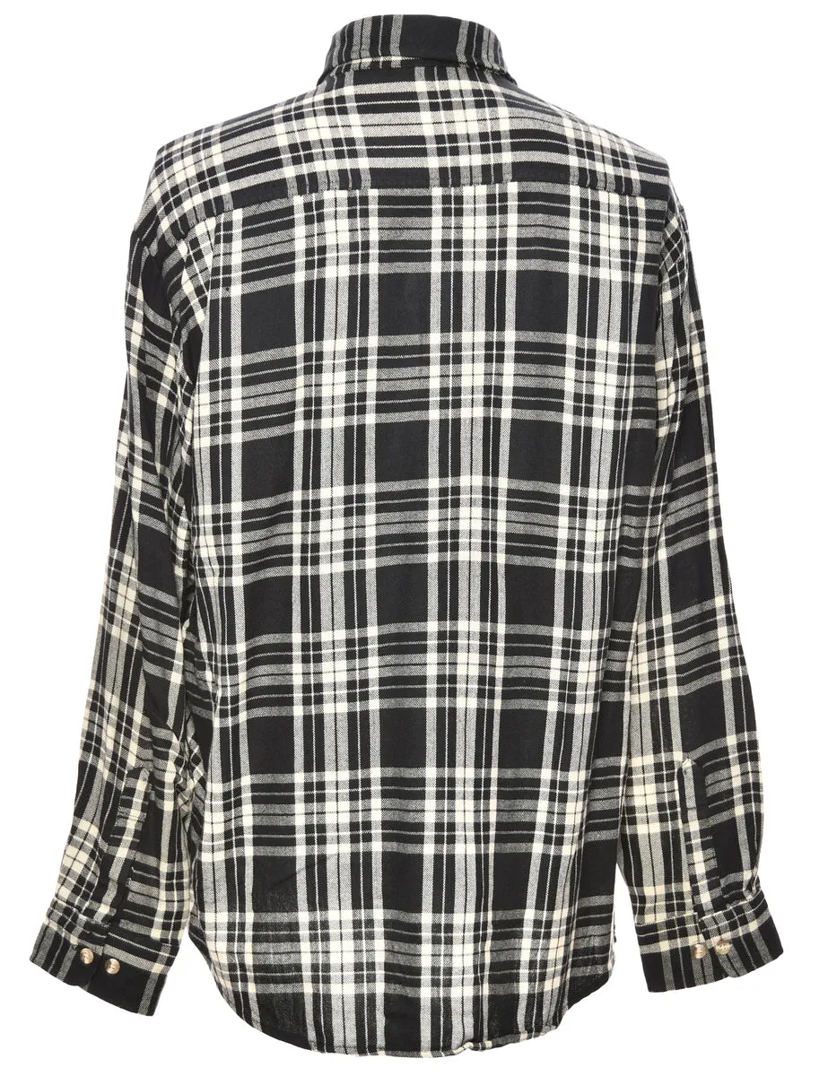 Long Sleeved Black Checked Shirt - L