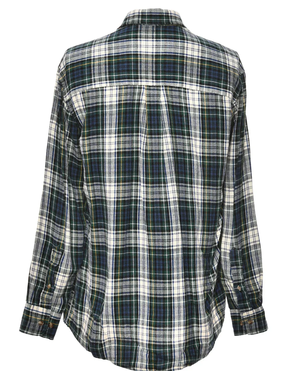 Long Sleeved Green Checked Shirt - M
