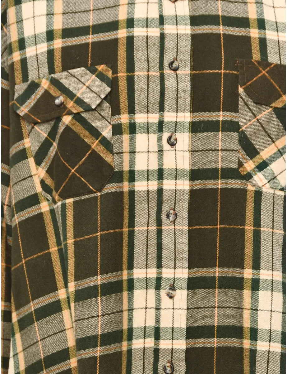 Long Sleeved Green Checked Shirt - XL