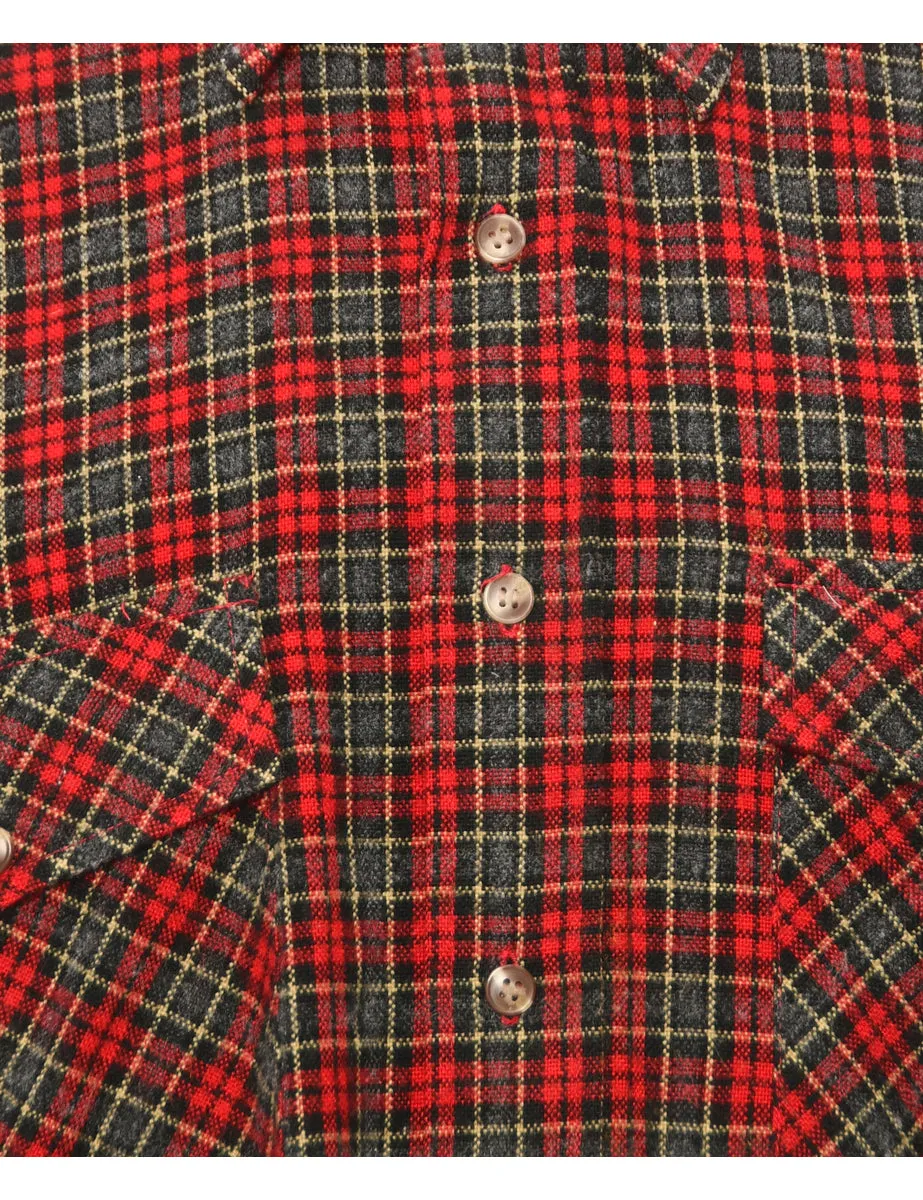 Long Sleeved Red Checked Shirt - L