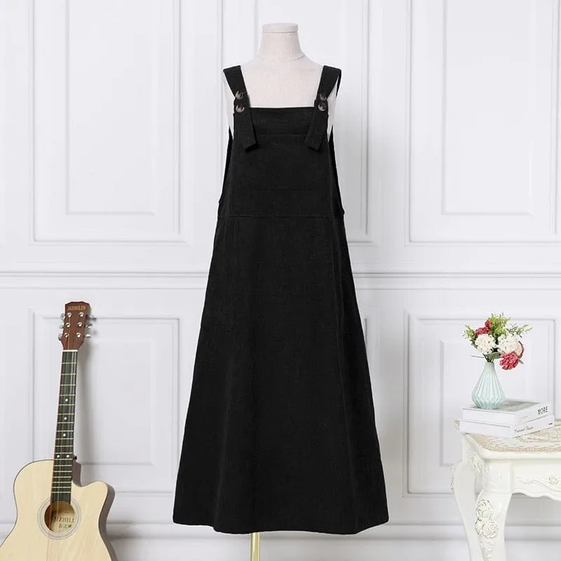 Loose Corduroy Suspenders Dress
