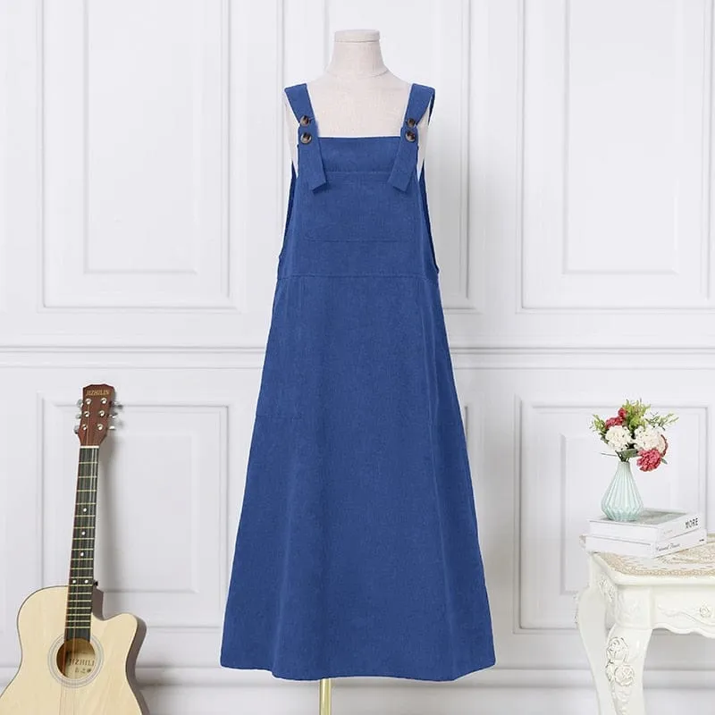 Loose Corduroy Suspenders Dress