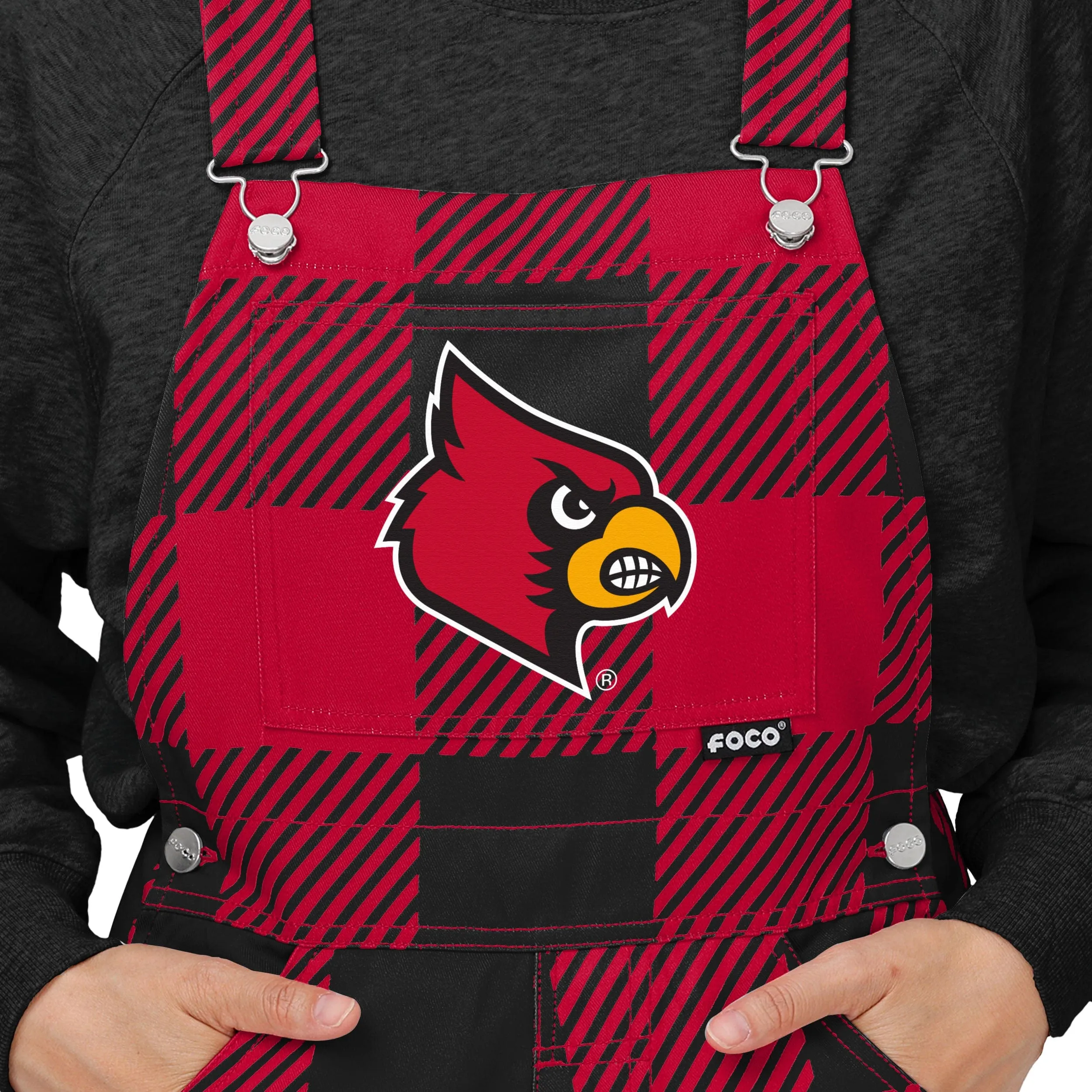 Louisville Cardinals NCAA Womens Plaid Bib Overalls