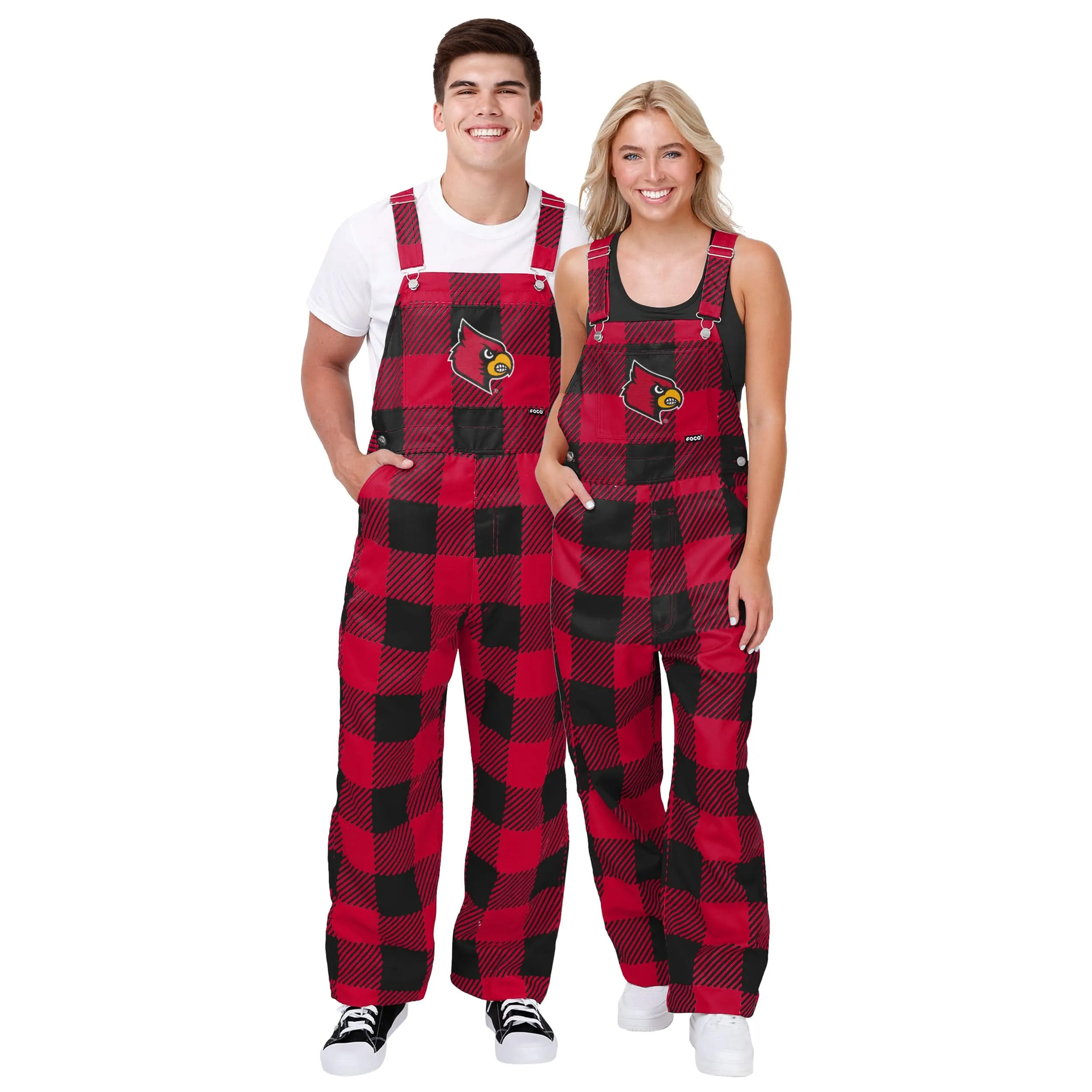 Louisville Cardinals NCAA Womens Plaid Bib Overalls