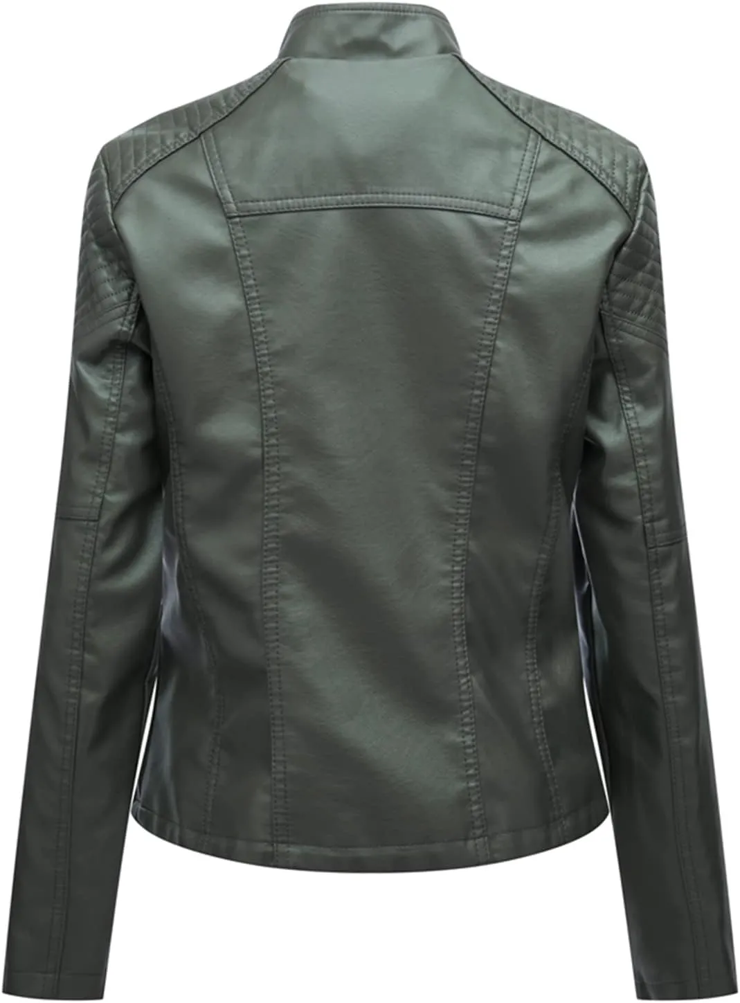 Lu's Chic Women's Motorcycle Jacket Fashion Dressy Vegan Leather Biker Coat Light Slim Fit Crop Blazer Moto Jacket
