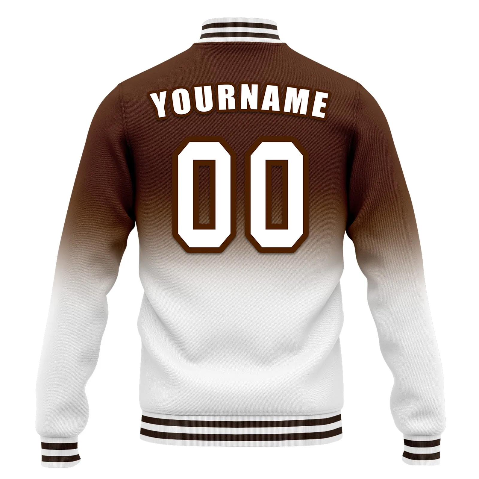 Luxury Gifts,Custom Brown White Fade Fashion Jacket Bomber Full-Snap Varsity Letterman Personalized Jacket FZ005-D020229-24