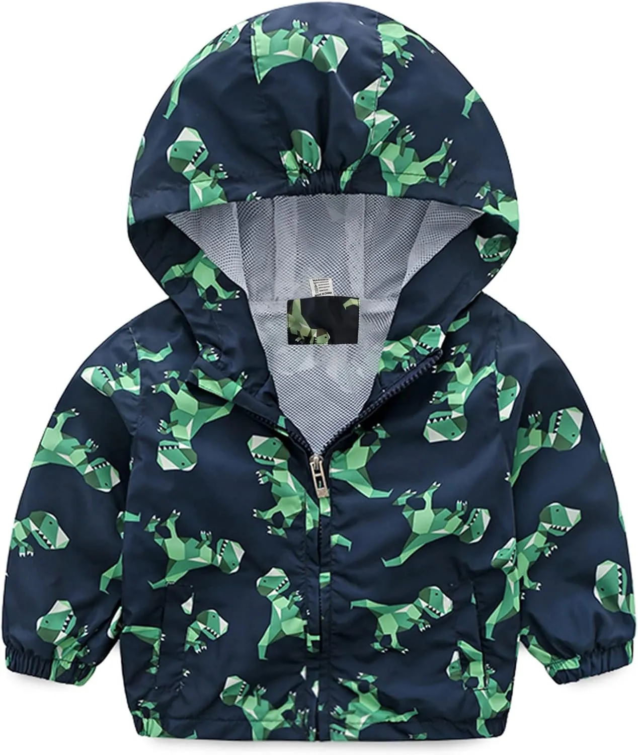 lymanchi Kids Baby Boy Dinosaur Hooded Zip Jackets Windbreaker Casual Outerwear