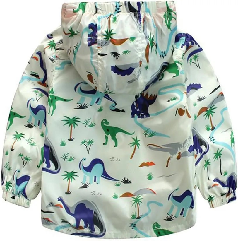 lymanchi Kids Baby Boy Dinosaur Hooded Zip Jackets Windbreaker Casual Outerwear