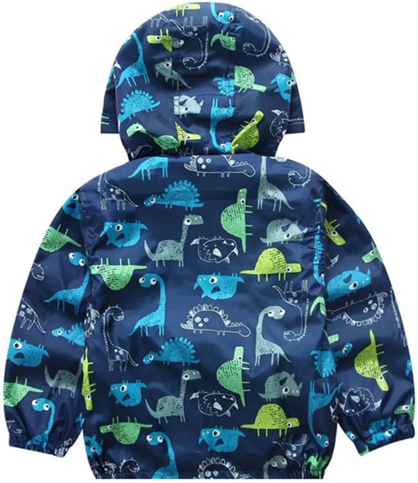 lymanchi Kids Baby Boy Dinosaur Hooded Zip Jackets Windbreaker Casual Outerwear