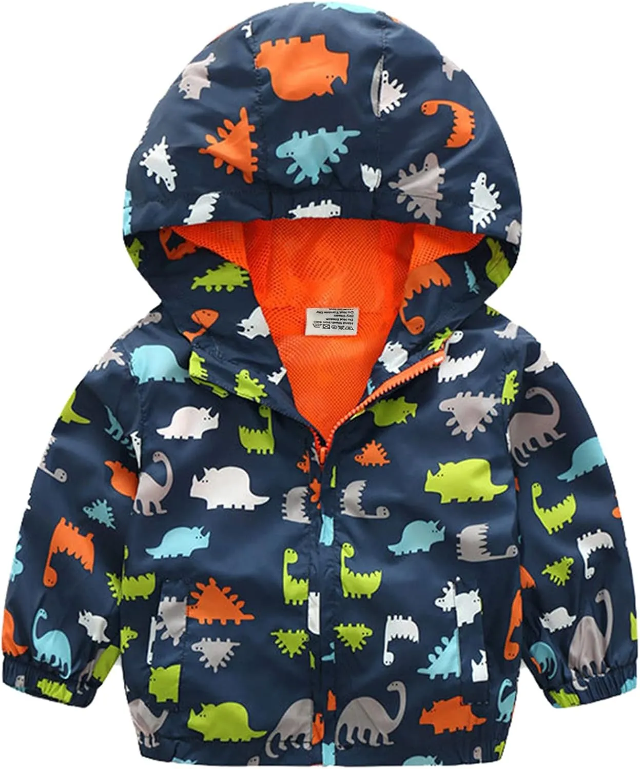 lymanchi Kids Baby Boy Dinosaur Hooded Zip Jackets Windbreaker Casual Outerwear