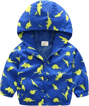 lymanchi Kids Baby Boy Dinosaur Hooded Zip Jackets Windbreaker Casual Outerwear