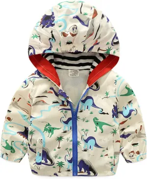 lymanchi Kids Baby Boy Dinosaur Hooded Zip Jackets Windbreaker Casual Outerwear