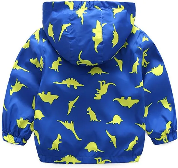 lymanchi Kids Baby Boy Dinosaur Hooded Zip Jackets Windbreaker Casual Outerwear