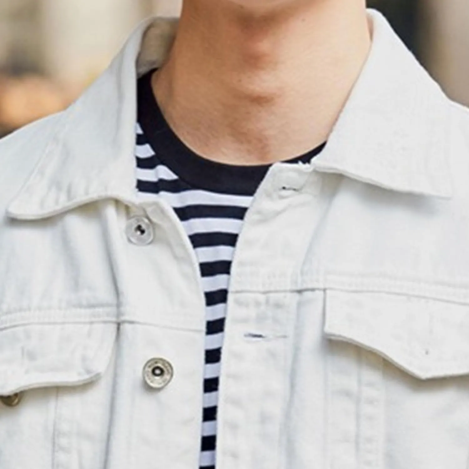 Maiyifu-GJ Distressed Denim Jacket For Men Casual Ripped Holes Button Down Denim Jacket Trucker Jean Coat
