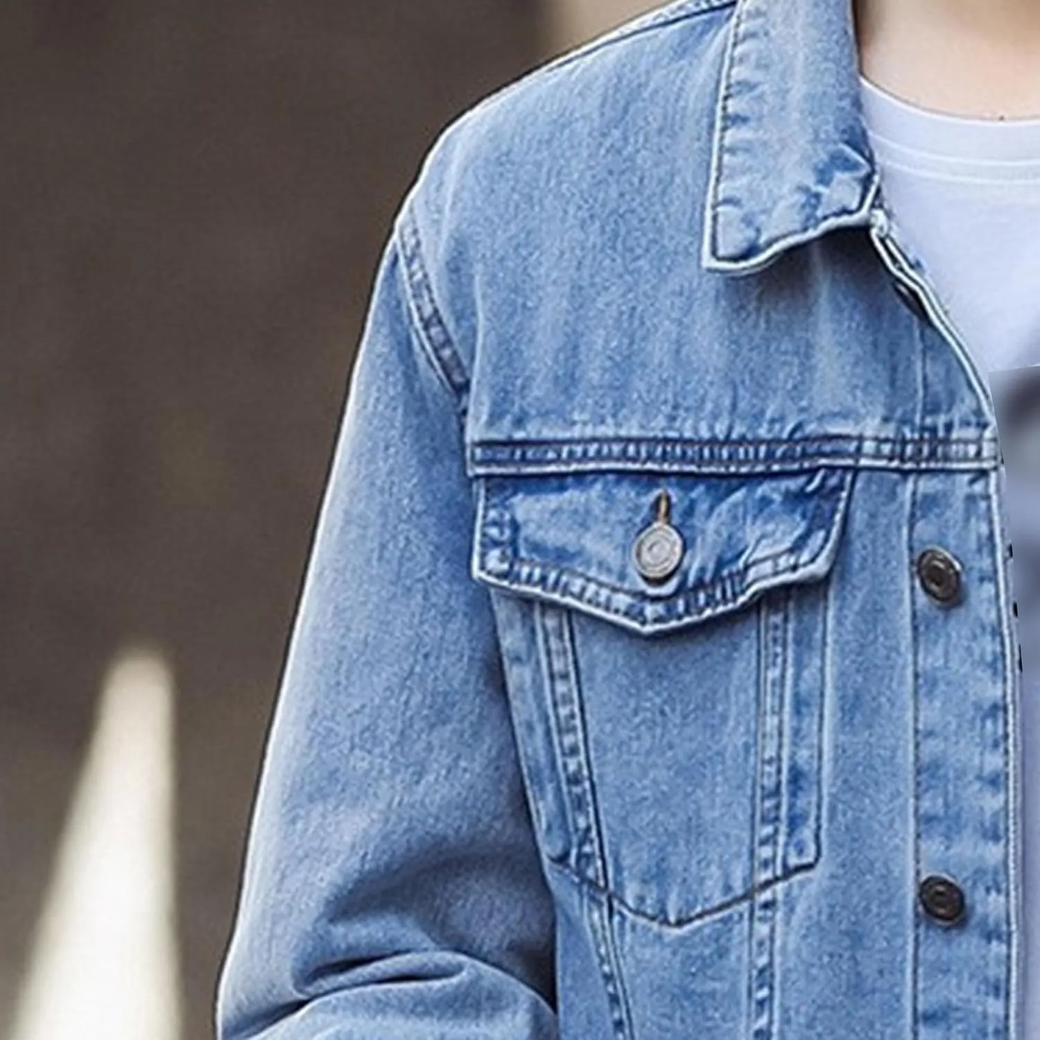 Maiyifu-GJ Men's Button Front Denim Jacket Classic Trucker Jean Coat Lightweight Casual Wash Distressed Outwear Tops