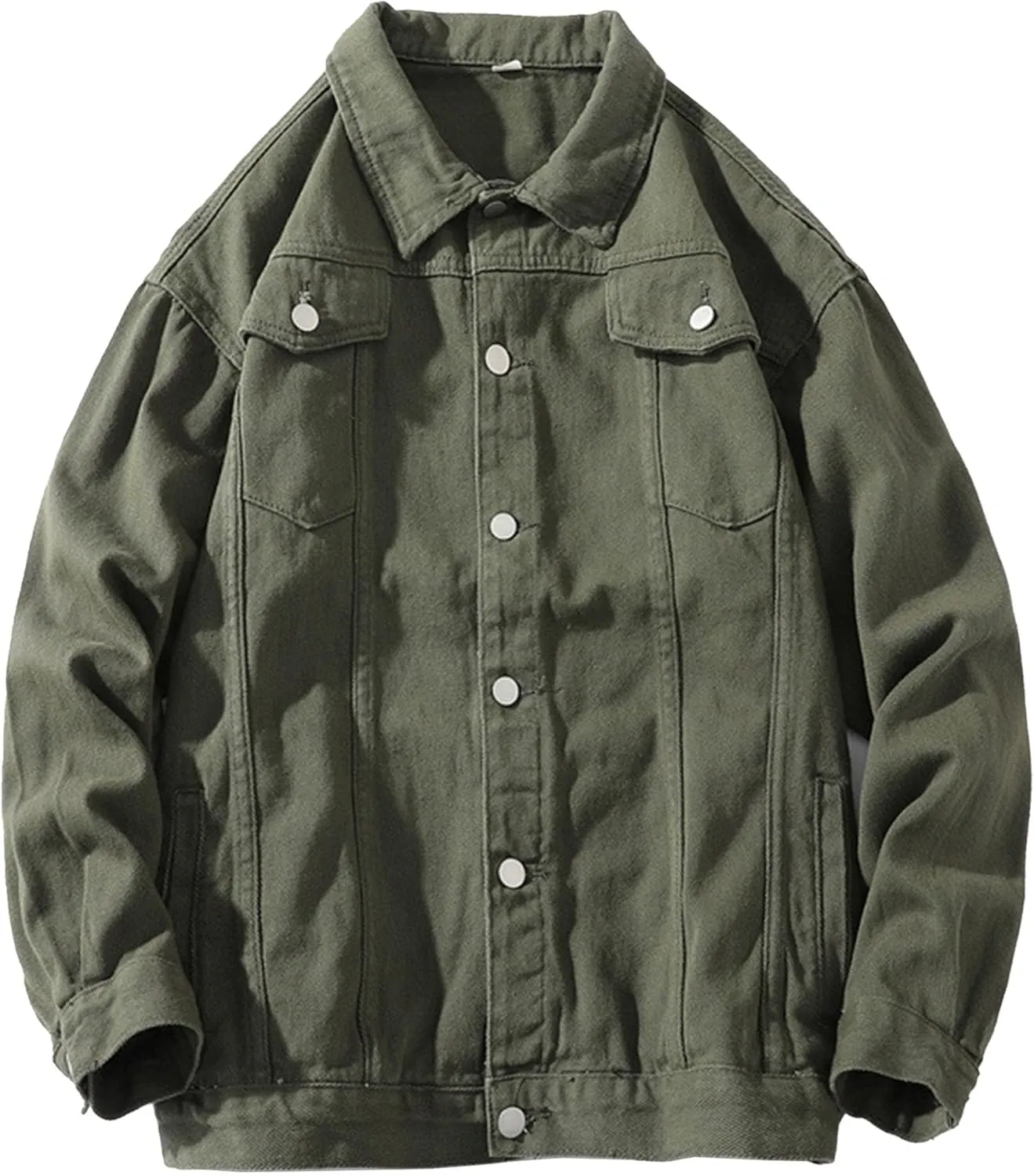 Maiyifu-GJ Men's Casual Classic Denim Jacket Button Down Trucker Jacket Jean Coat Slim Fit Distressed Motorcycle Coat