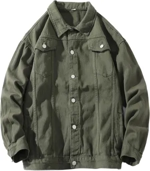 Maiyifu-GJ Men's Casual Classic Denim Jacket Button Down Trucker Jacket Jean Coat Slim Fit Distressed Motorcycle Coat