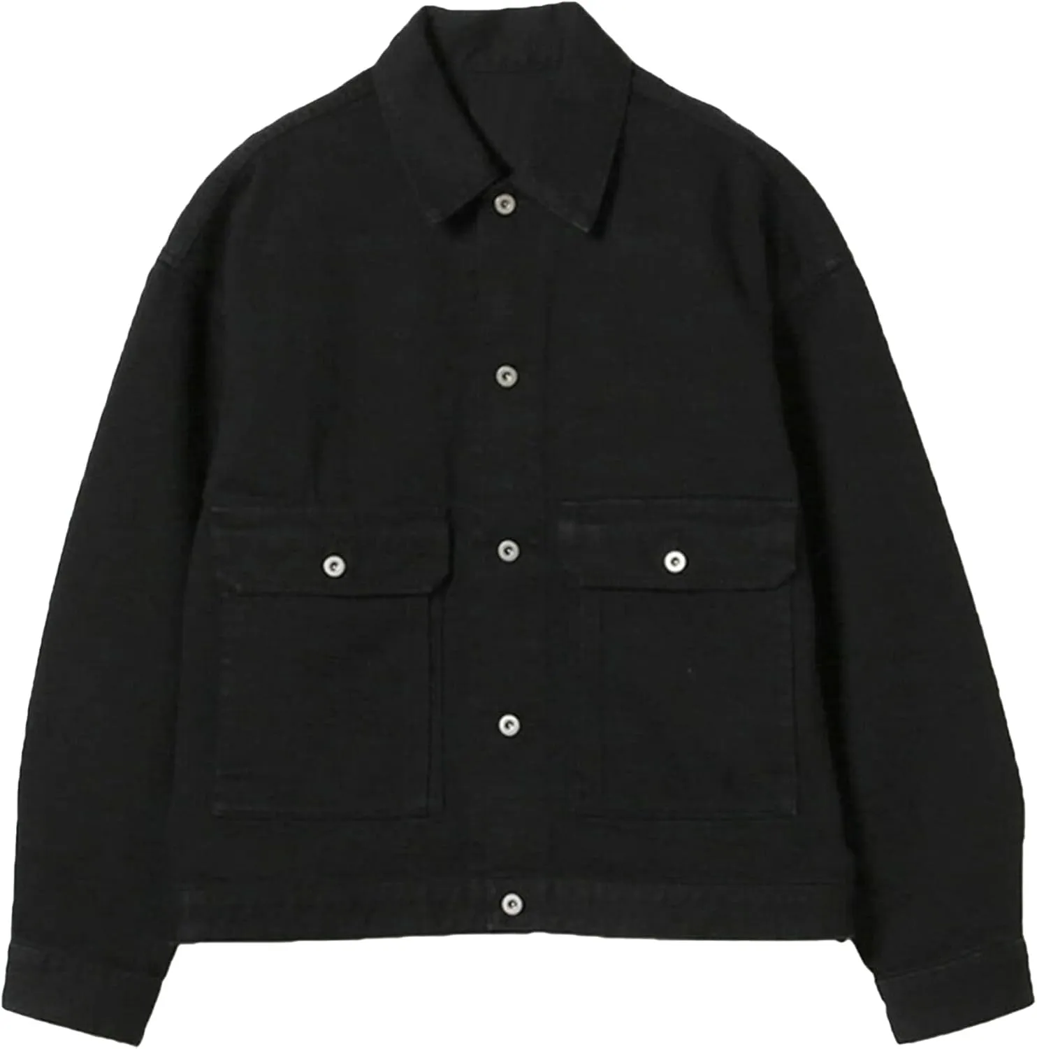 Maiyifu-GJ Men's Distressed Denim Jacket Long Sleeve Button Down Loose Denim Coat Slim Boyfriend Trucker Jackets