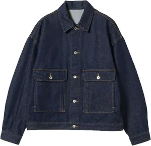Maiyifu-GJ Men's Distressed Denim Jacket Long Sleeve Button Down Loose Denim Coat Slim Boyfriend Trucker Jackets
