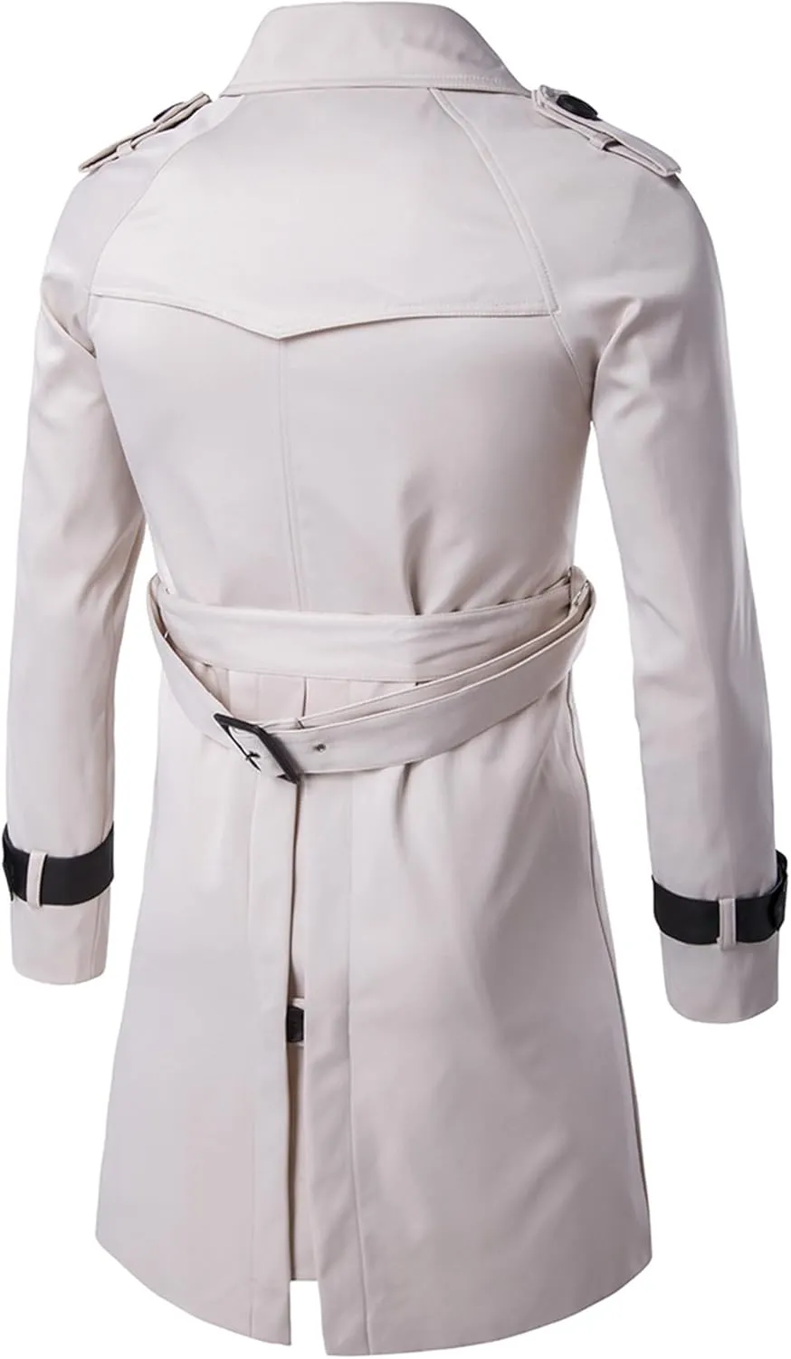 Maiyifu-GJ Men's Double Breasted Belted Trench Coats Casual Slim Fit Windbreaker Notch Lapel Long Jacket Overcoats
