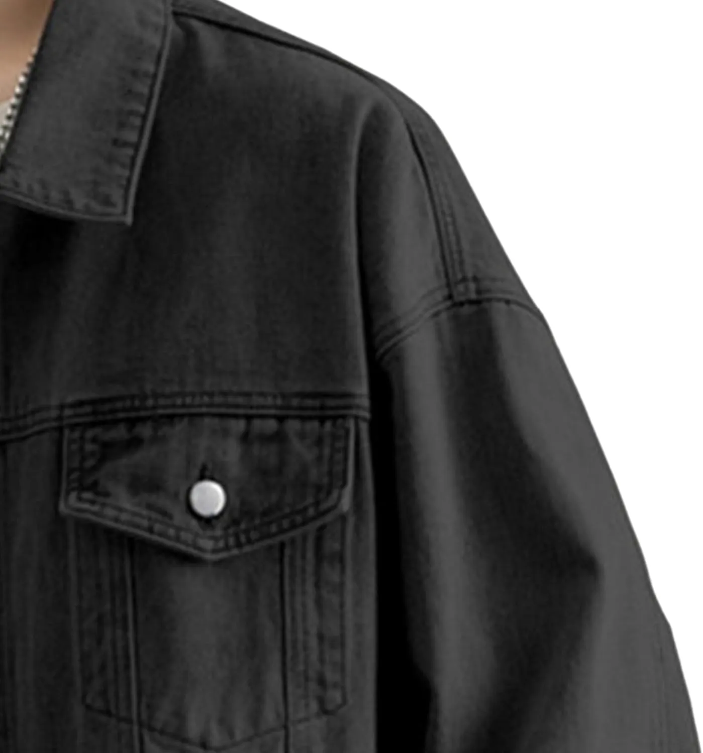 Maiyifu-GJ Men's Loose Denim Jacket Washed Distressed Denim Coat Casual Lapel Washed Button Down Trucker Jacket
