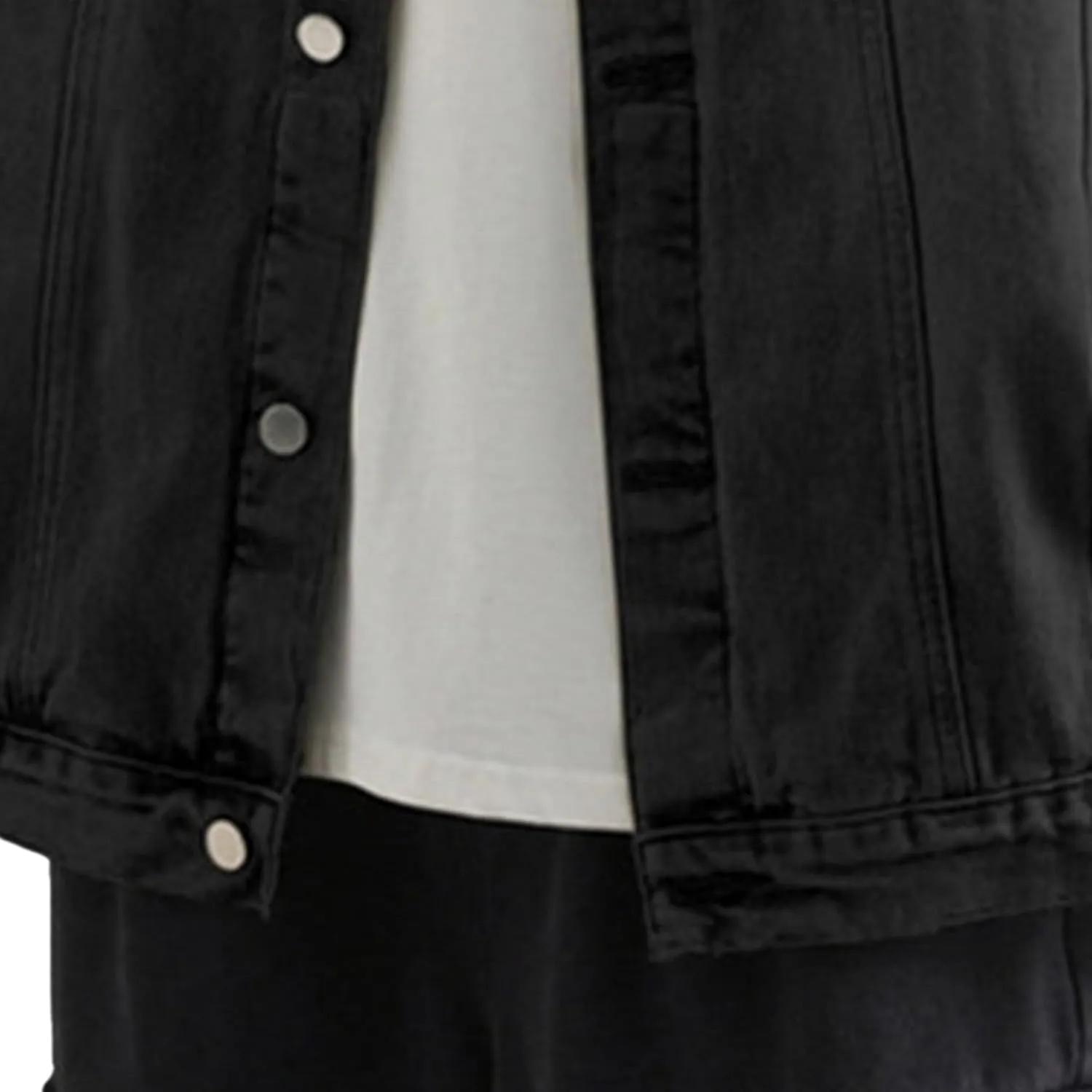 Maiyifu-GJ Men's Loose Denim Jacket Washed Distressed Denim Coat Casual Lapel Washed Button Down Trucker Jacket
