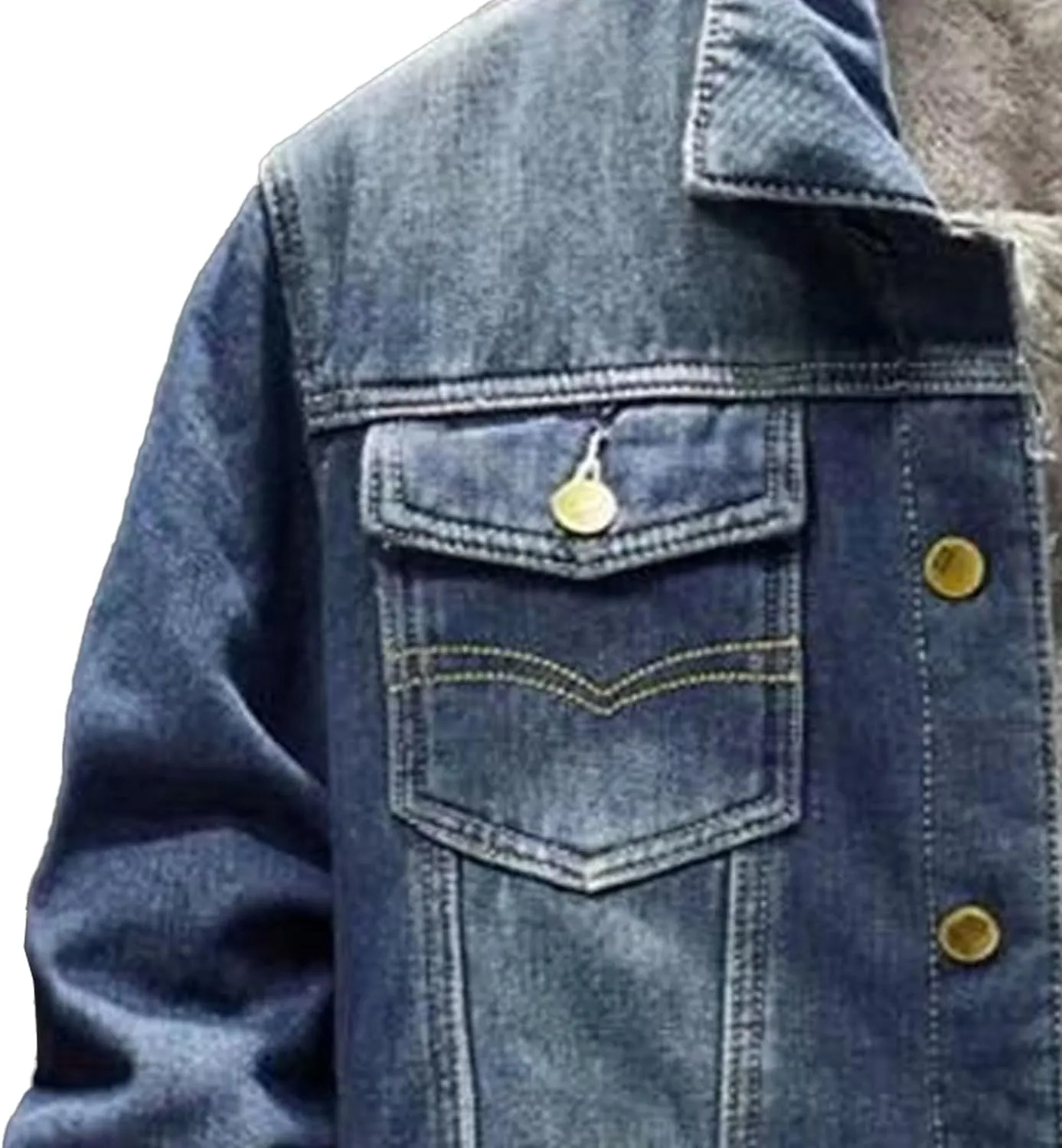 Maiyifu-GJ Men's Sherpa Fleece Lined Denim Jacket Warm Winter Thicken Trucker Jacket Long Sleeve Cowboy Jean Jacket