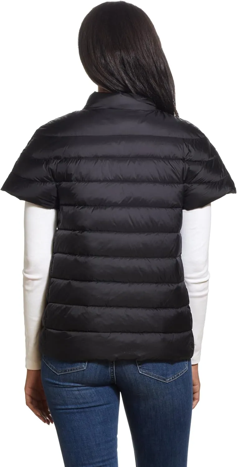 Martha Stewart Womens Puffy Down Vest, Lightweight Casual Short Sleeve Vest Jacket, Quilted Outerwear with Pockets
