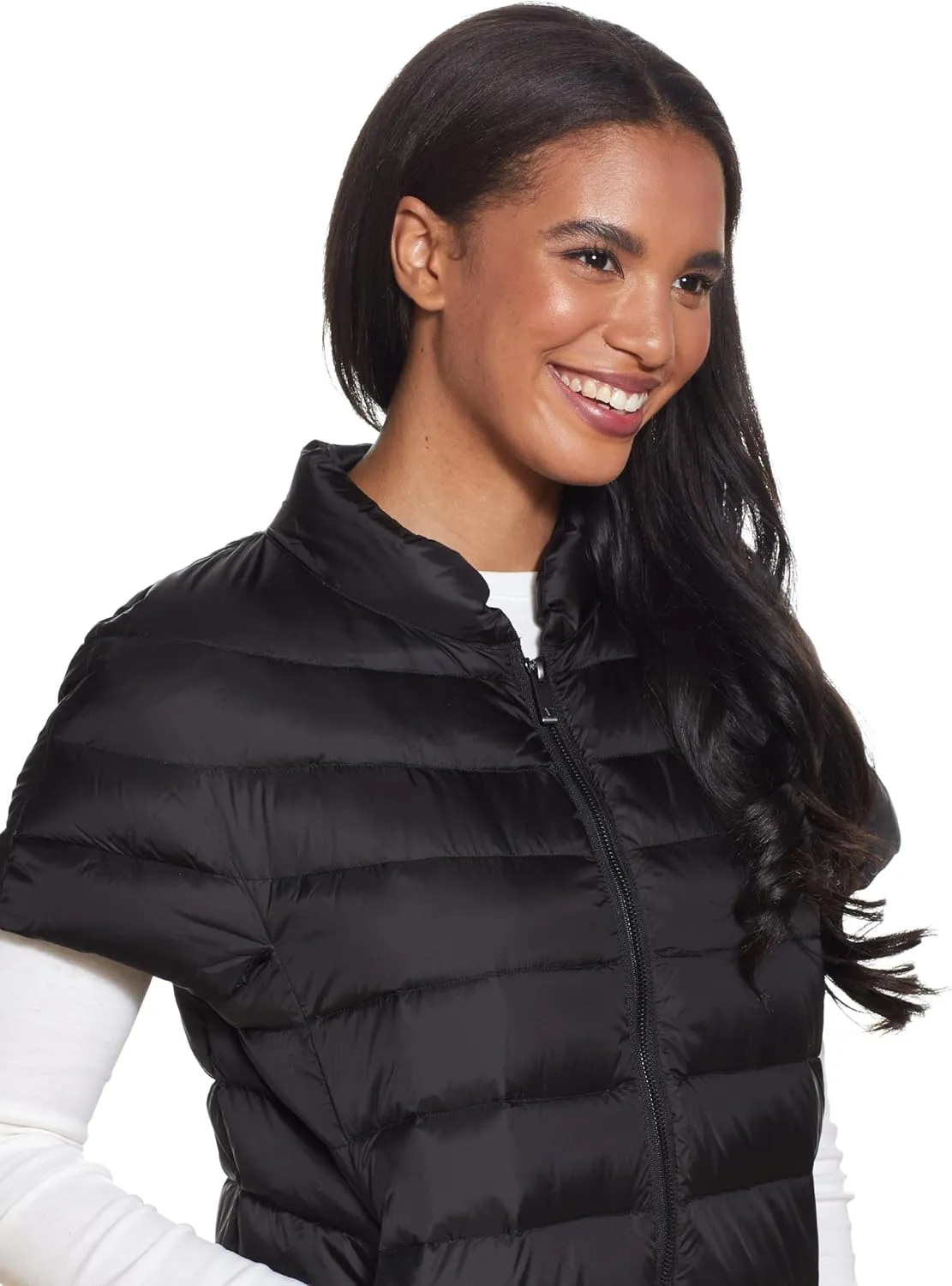 Martha Stewart Womens Puffy Down Vest, Lightweight Casual Short Sleeve Vest Jacket, Quilted Outerwear with Pockets
