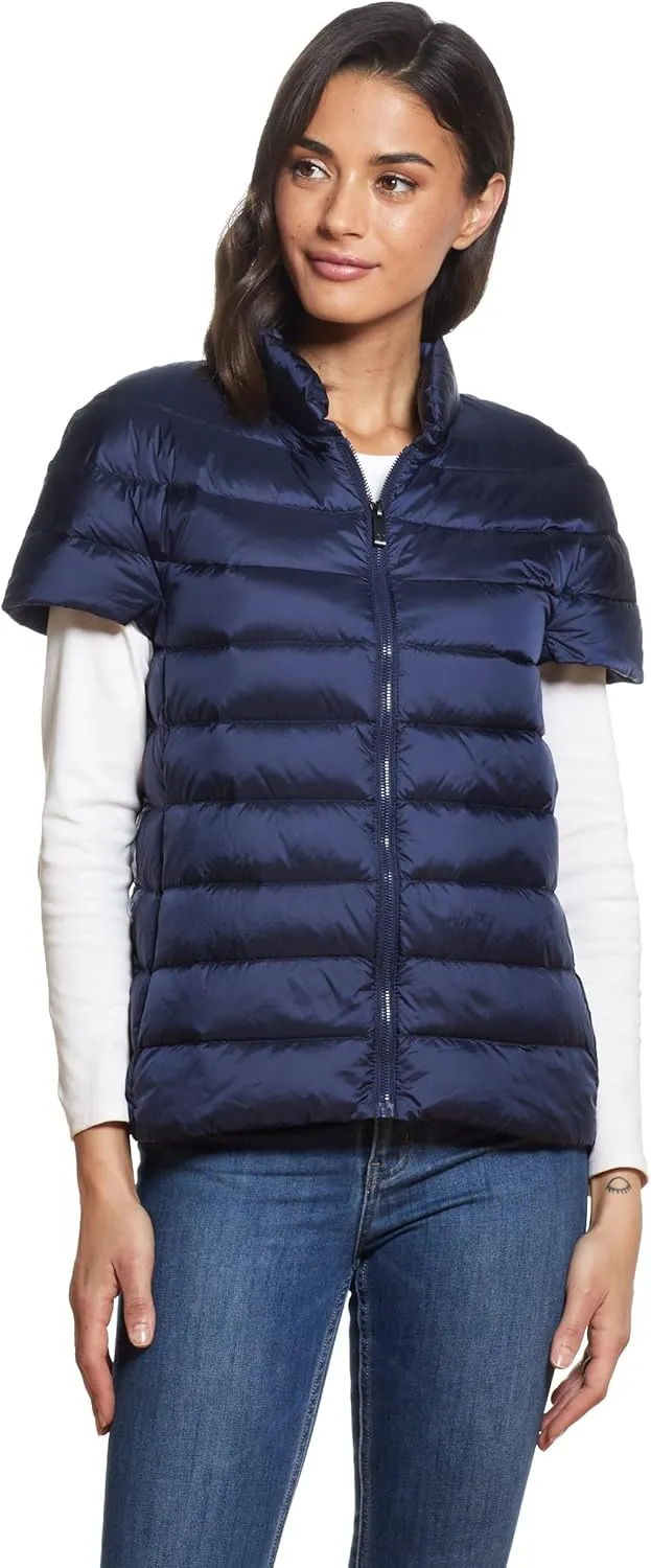 Martha Stewart Womens Puffy Down Vest, Lightweight Casual Short Sleeve Vest Jacket, Quilted Outerwear with Pockets