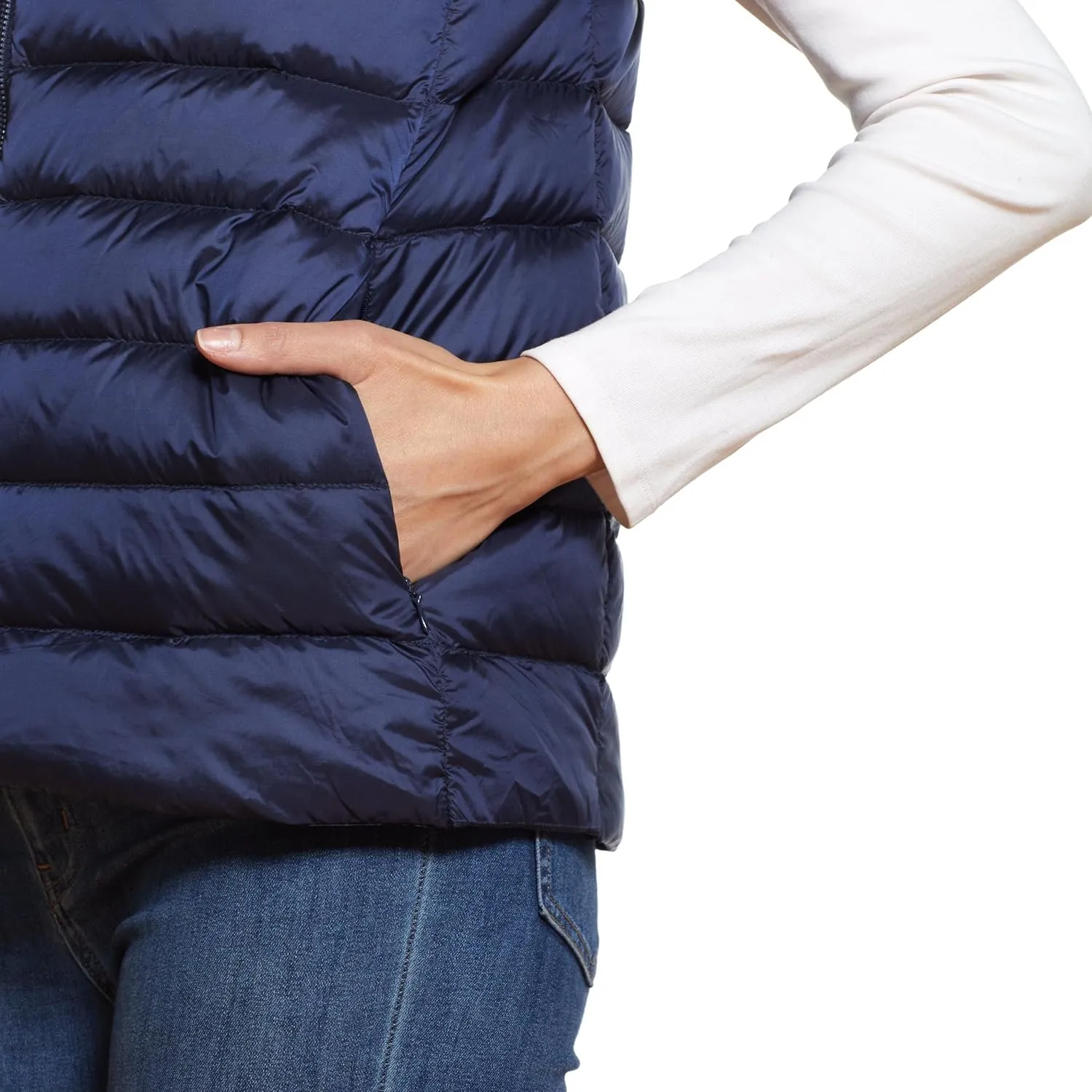 Martha Stewart Womens Puffy Down Vest, Lightweight Casual Short Sleeve Vest Jacket, Quilted Outerwear with Pockets