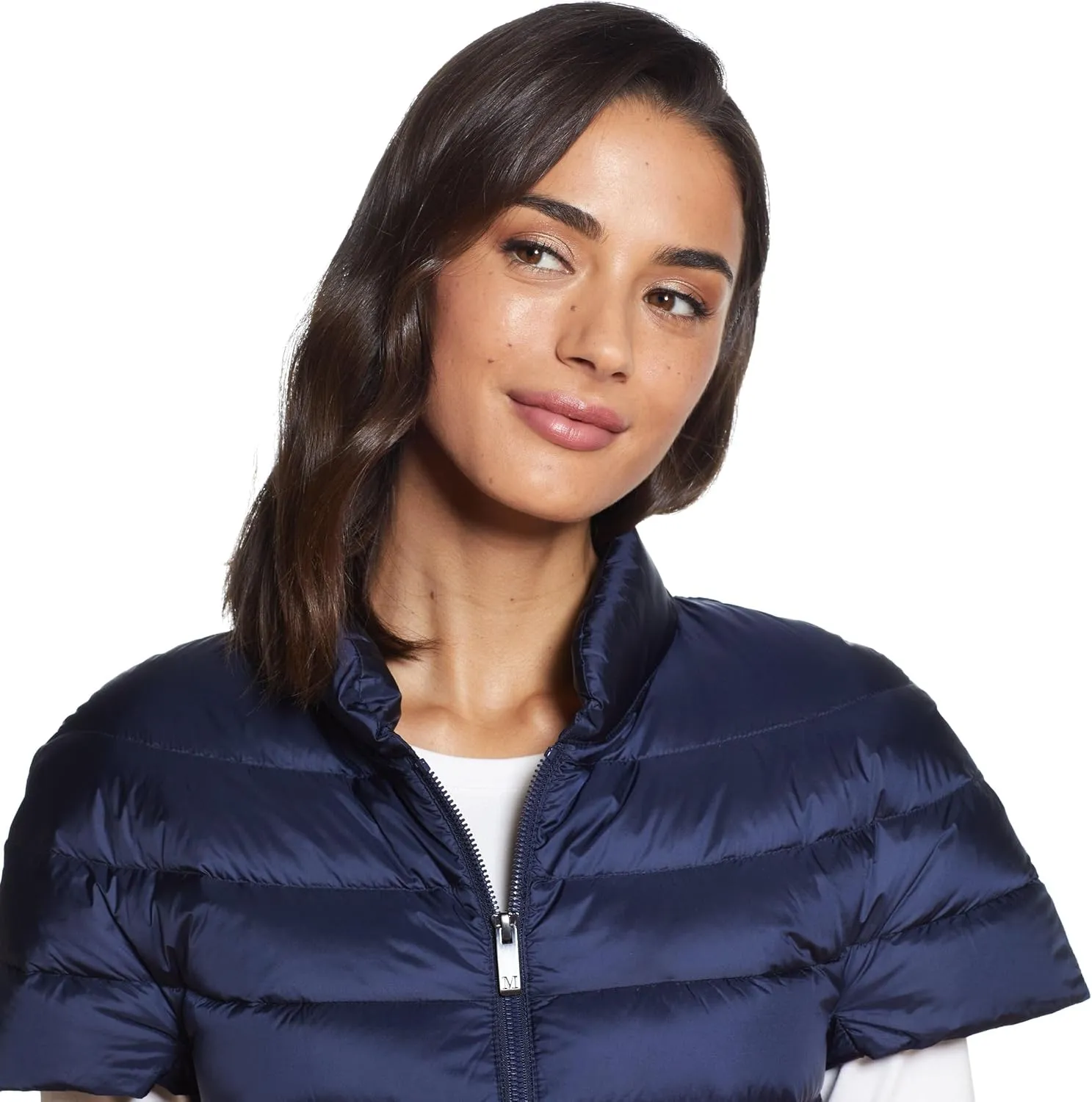 Martha Stewart Womens Puffy Down Vest, Lightweight Casual Short Sleeve Vest Jacket, Quilted Outerwear with Pockets