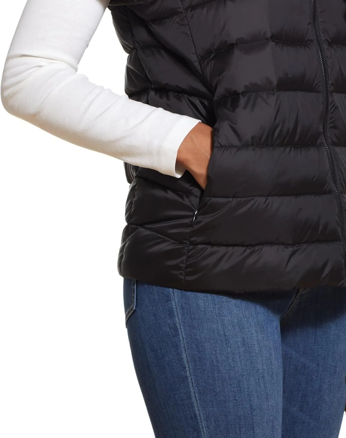 Martha Stewart Womens Puffy Down Vest, Lightweight Casual Short Sleeve Vest Jacket, Quilted Outerwear with Pockets