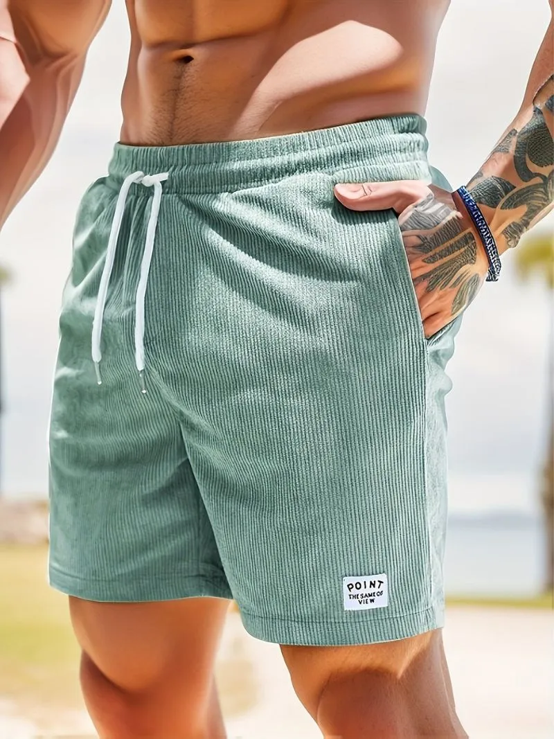 MaxWear - Casual men's corduroy shorts with drawstring