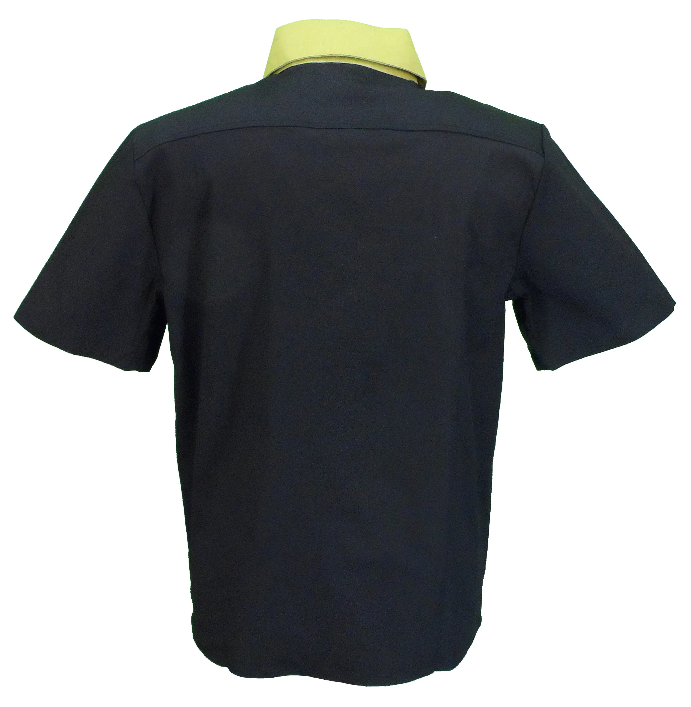 Mazeys Mens Retro Black and Yellow Rockabilly Bowling Shirts