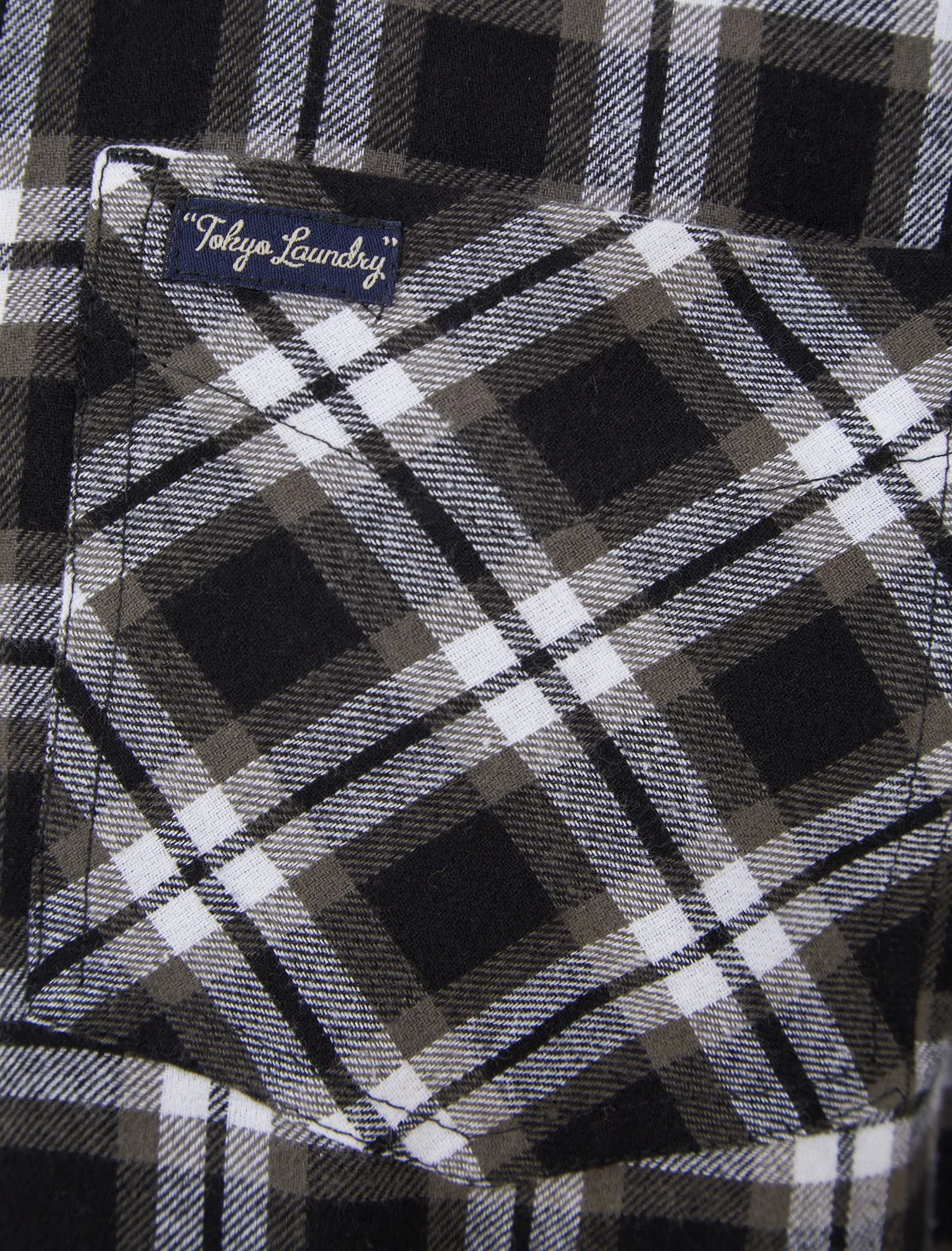 McKinley Yarn Dyed Checked Cotton Flannel Shirt in Black / White - Tokyo Laundry