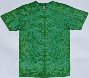 Medium Rorschach Scrunch in Greens Tie Dye on a Gildan Ultra Cotton PFD (Prepared for Dye) T-Shirt