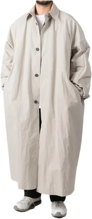 Men Spring Autumn Long Black Oversized Trench Coat Single Breasted Loose Casual Outerwear