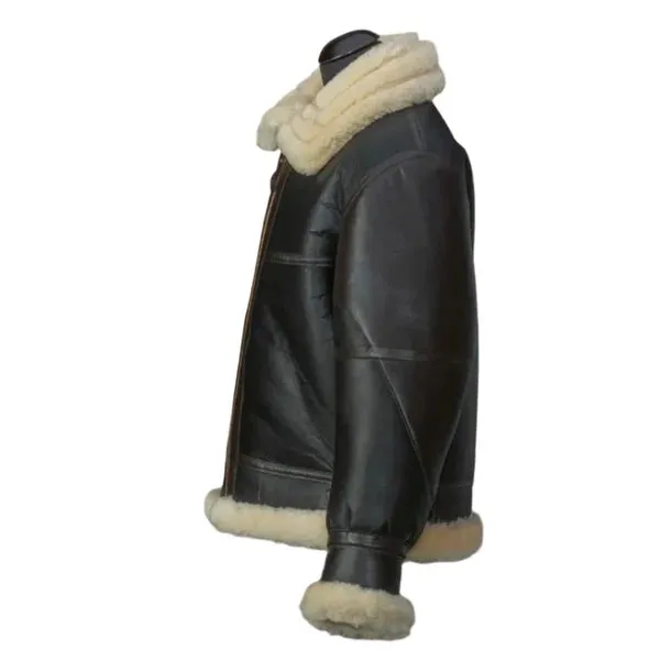 Men's B3 Faux Shearling Flying Aviator Lamb Fur Leather Jacket