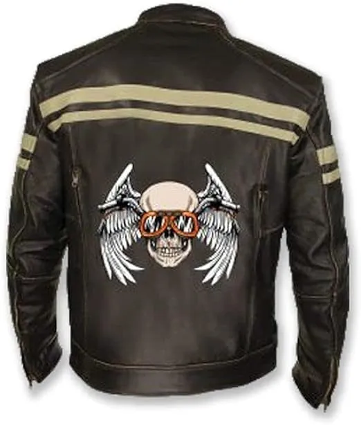 Men's Biker Leather Jacket Genuine Sheepskin Leather Zipper Motorcycle Style Leather Jacket