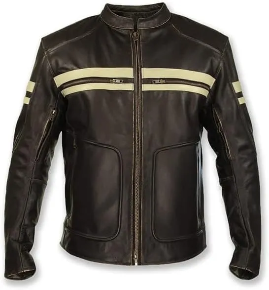 Men's Biker Leather Jacket Genuine Sheepskin Leather Zipper Motorcycle Style Leather Jacket